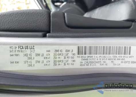 2017 Jeep Grand Cherokee Limited 4X4 z USA, uszkodzony, nr VIN 1C4RJFBG8HC840975